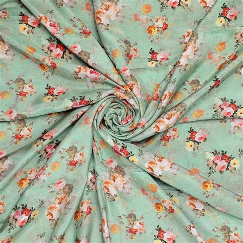 Pure Muslin Viscose Fabric - Floral Digital Print - Unstitched Fabric ...