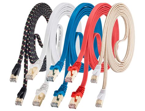 Cat 7 Ethernet Cable 3ft 5Pack Shielded (Highest Speed Cable) Flat ...