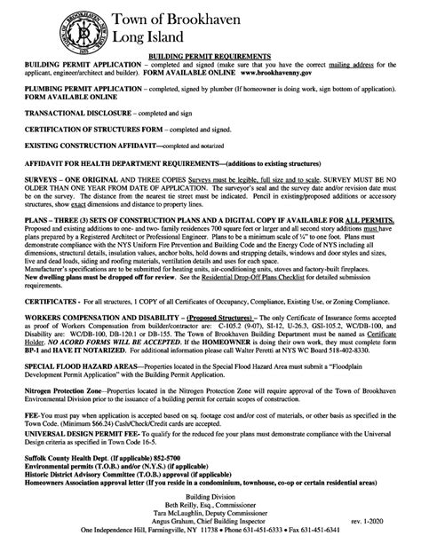Town of Brookhaven Building Permit Application - Blank Fillable ...