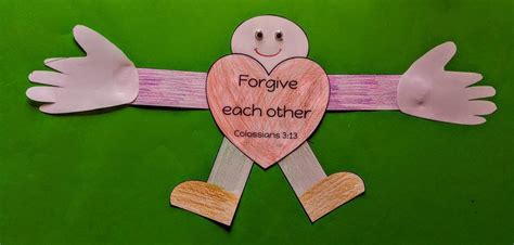 Forgive one another Bible craft. Includes free printable template ...