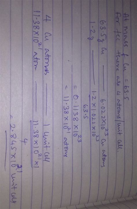 copper crystallises in face centred cubic lattice.calculate the number ...