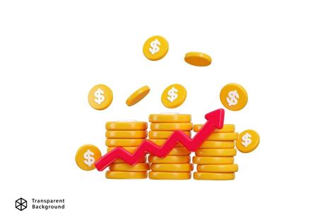 Dollar coin stack with arrow growth business and finance icon 3d render ...