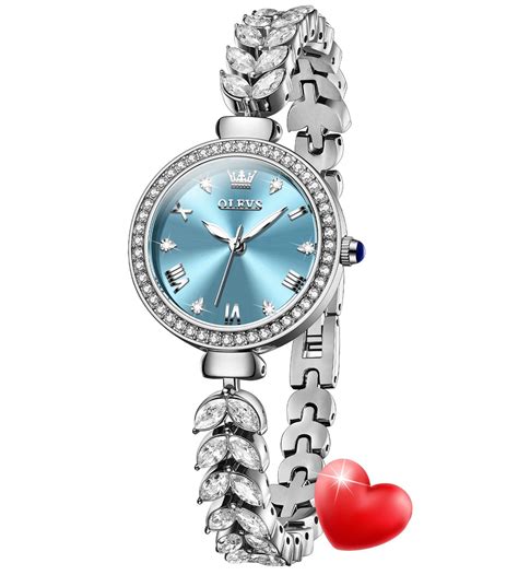 Buy OLEVS Diamond Watch for Women Luxury Dress Silver Bracelet Casual ...