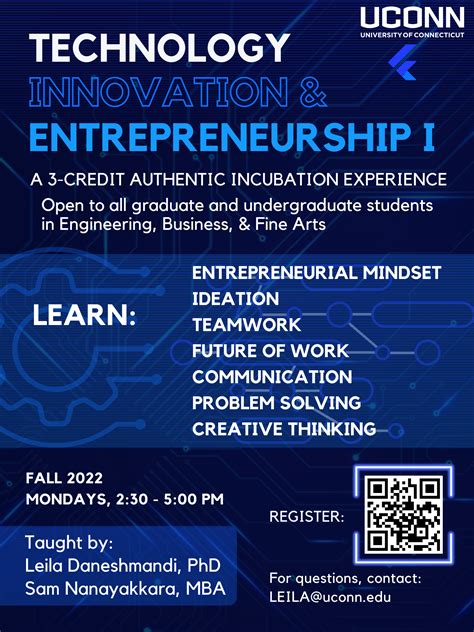 Fall Semester 2022 Course: Technology Innovation & Entrepreneurship I ...
