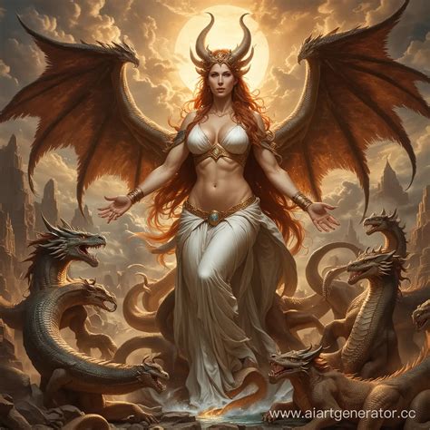 Majestic Tiamat Serene in an Oceanic Realm | AI Art Generator