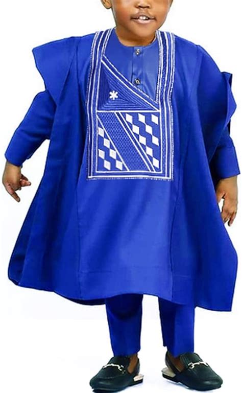 Buy HD Kids African Clothing Embroidery Dashiki Outfit 3 Pieces Agbada ...