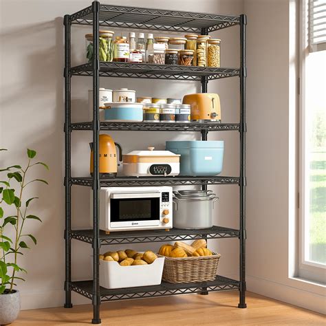 REIBII 6-Tier Wire Shelving Units, 1000lbs Metal Wire Rack, Adjustable ...