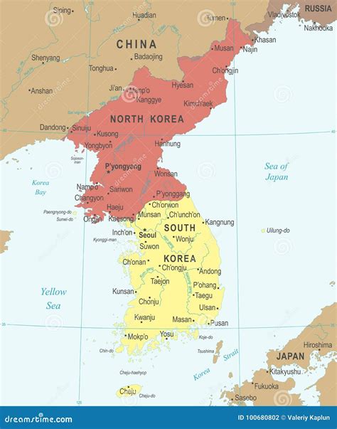Korean Peninsula Map - Vector Illustration Stock Illustration ...