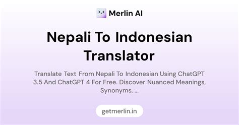 Nepali to Indonesian Translator