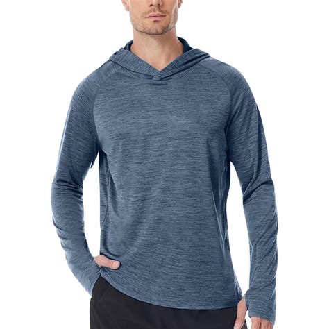 Aobny Mens Shirt UV Protection Hooded Sun Hoodie Navy Blue Hoodies Men ...