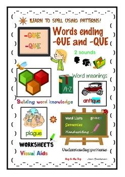 Words ending -GUE, -QUE. Spelling patterns by Hop to the Top | TPT