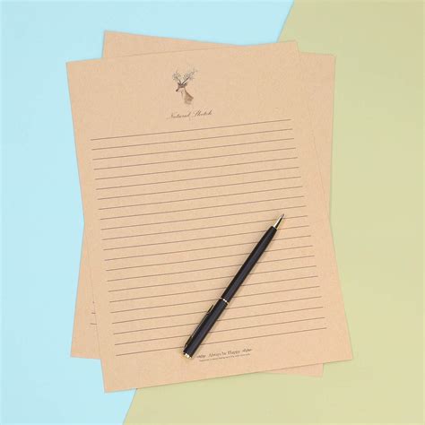 100 Sheets A4 Vintage Writing Paper Set Kraft Letter Paper Writing ...