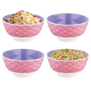 Nayasa Melamine Noodle Bowl Deluxe | 750 ml | Set of 4 | Elegant Design ...