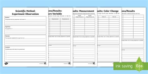 Scientific Method: Experiment Observation Writing Templates for 3rd-5th ...