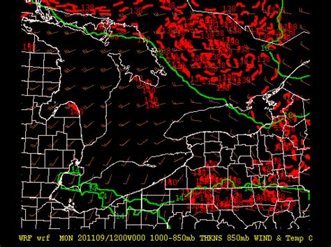 WRF (NAM -- no cumulus) 1000-500mb Thickness