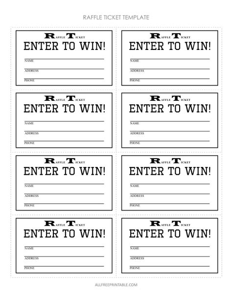Raffle Ticket Enter to Win - Free Printable