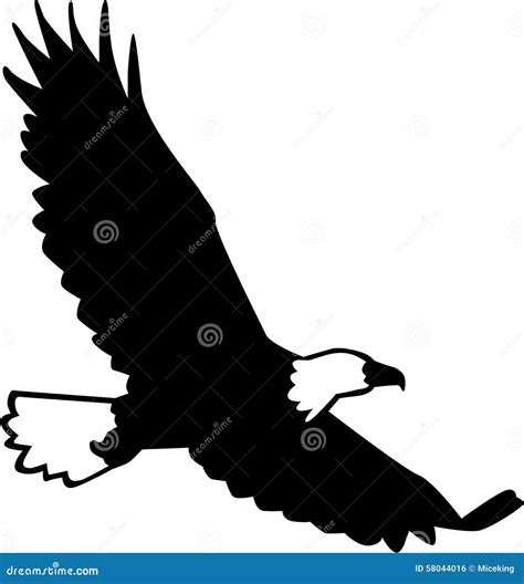 Bald Eagle Silhouette Flying Stock Vector - Illustration of bird, pictogram: 58044016