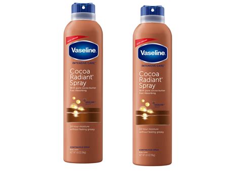 Vaseline Cocoa Radiant Body Moisturizing Spray Lotion for Dry Skin 6.5 ...