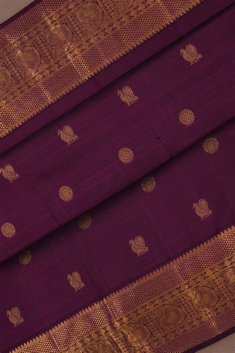Kanchipuram Silk Violet Saree – Kalanjali