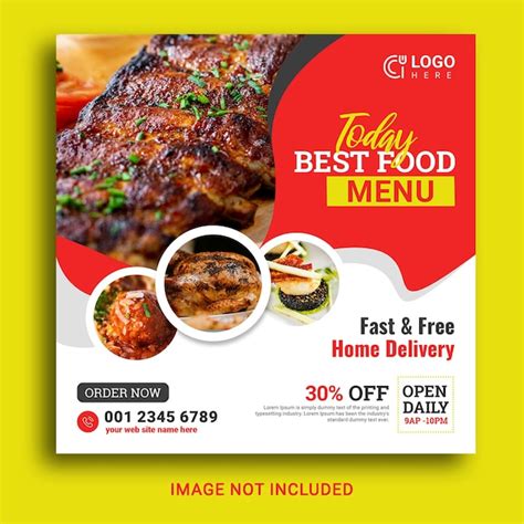 Food social media flyer for restaurant facebook instagram post or ...