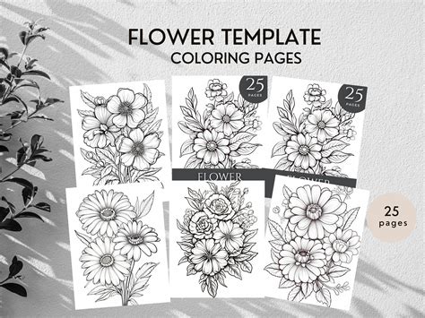 Printable Flower Template Coloring Pages for Relaxing Fun, Flower ...