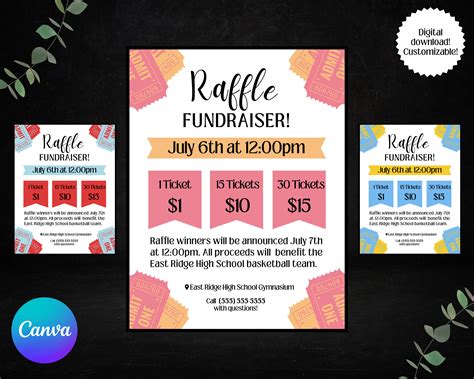 Editable Raffle Fundraiser Flyer - DIY Canva Raffle Ticket Template - Unlimited Edits! - Etsy
