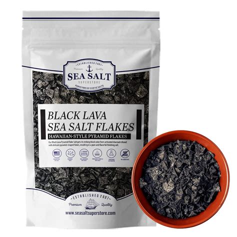 Amazon.com : Hawaiian Black Lava Sea Salt Flakes, Black Pyramid Flaky ...