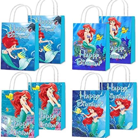 16 Pcs Little Mermaid Birthday Party Supplies Party Gift Paper Bags ...