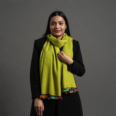 Green Multi Fuman Pure Woollen Stole from Kutch