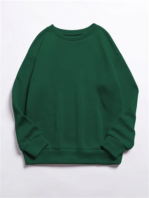Solid Thermal Lined Sweatshirt in Dark Green