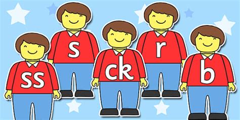 Phase 2 Phonics on Building Brick People