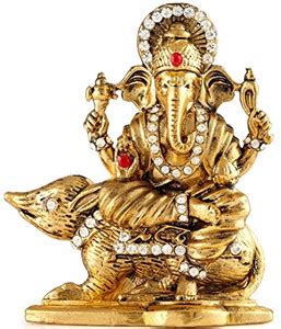 GCT Lord Ganesha Vahaan Mooshak Murti Ganesh Idol (B-128) Antique Gold ...