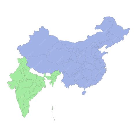 Premium Vector | High quality political map of china and india with ...