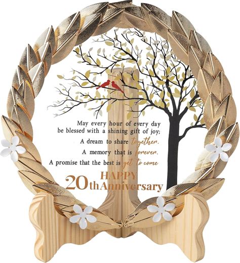 Amazon.com: 20th Anniversary Wedding Gifts Crystal Plate with Gold Leaf ...