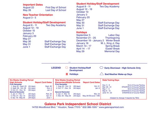 Normandy Crossing Elementary - School District Instructional Calendar ...