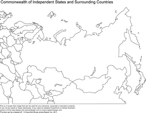 白地図のロシアと周辺諸国-白地図のロシア共和国(東欧-ヨーロッパ）