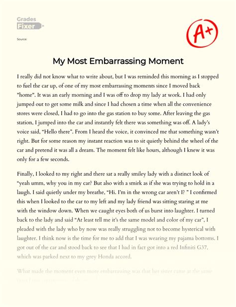 🏆 Humorous essay the most embarrassing moment of my life. 📌 My Most ...