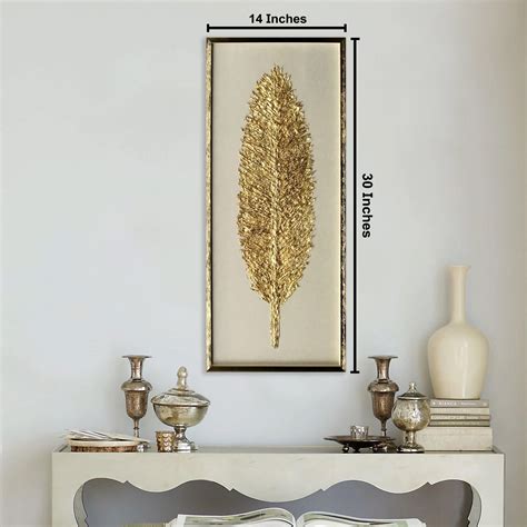 Golden Feather Shadow Box Wall Decoration Piece | Dekor Company