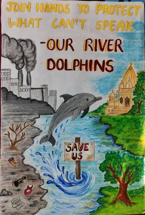 Save River Dolphins- Awareness Painting on Pollution vs Nature in 2025 | Poster drawing, Save ...