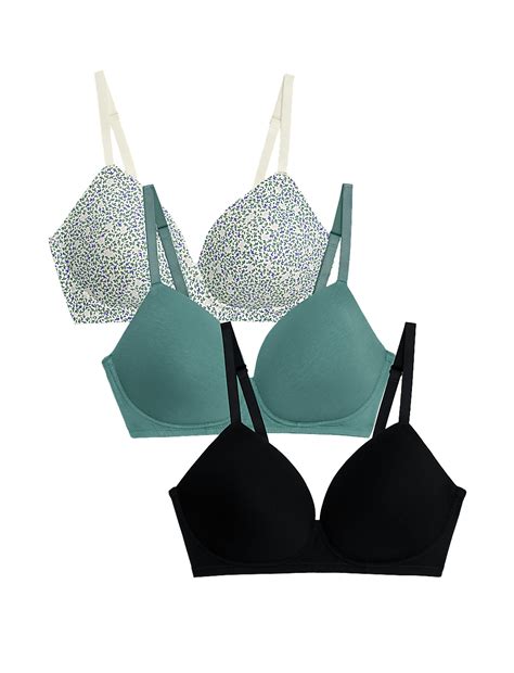 Buy 3pk Cotton Rich Non Wired T-Shirt Bras (A-E) at Marks & Spencer