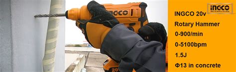 Ingco Cordless Rotary Hammer Drill, 20V Lithium-Ion, 0-900/Min|0 ...