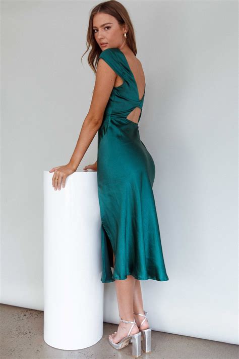 Shop the Lucinda Twist Back Midi Dress Jade