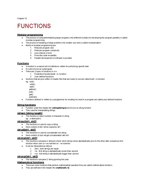 +1 computer science chapter 10 - Chapter 10 FUNCTIONS Modular ...