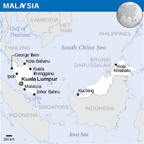 malaysian peninsula on world map