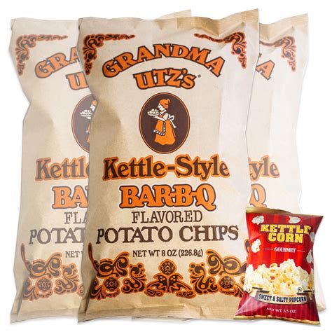 Utz Grandma BBQ Kettle Cooked Potato Chips (3, 8oz bags) - Variety Pack ...