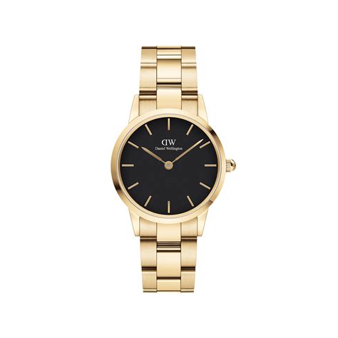 Iconic Link - Women's Watch Gold with Black Dial | DW