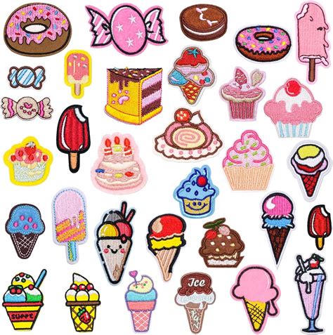 Amazon.com: Zayookey 32PCS Cartoon Iron on Patch for Clothes Ice Cream ...
