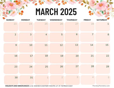 March Free Printable Calendar 2025