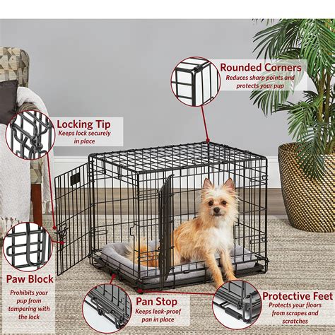 Small Dog Crate | MidWest Life Stages 24" Double Door Folding Metal Dog ...