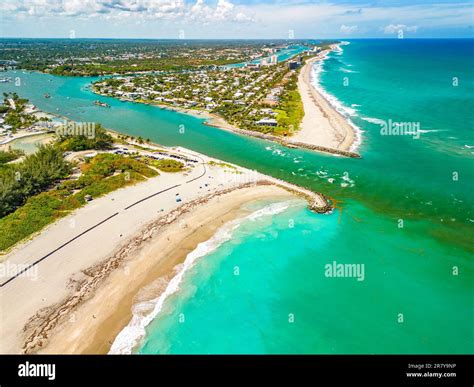 DuBois Park, Jupiter Beach and inlet, areal views, Florida, USA Stock ...